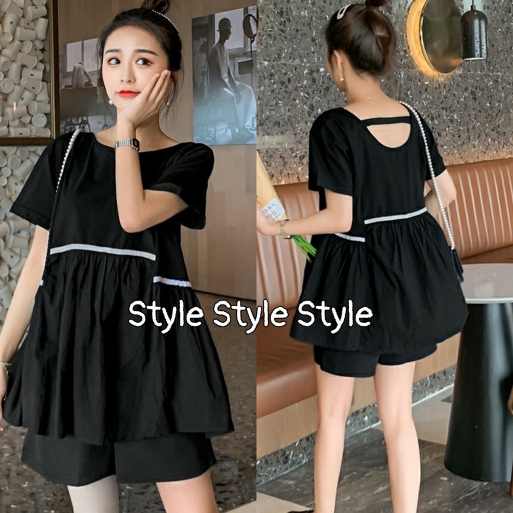 Bộ đồ bầu và sau sinh với thiết kế kiểu dáng baydoll viên trắng xinh xắn thoáng mát mùa hè BĐ867