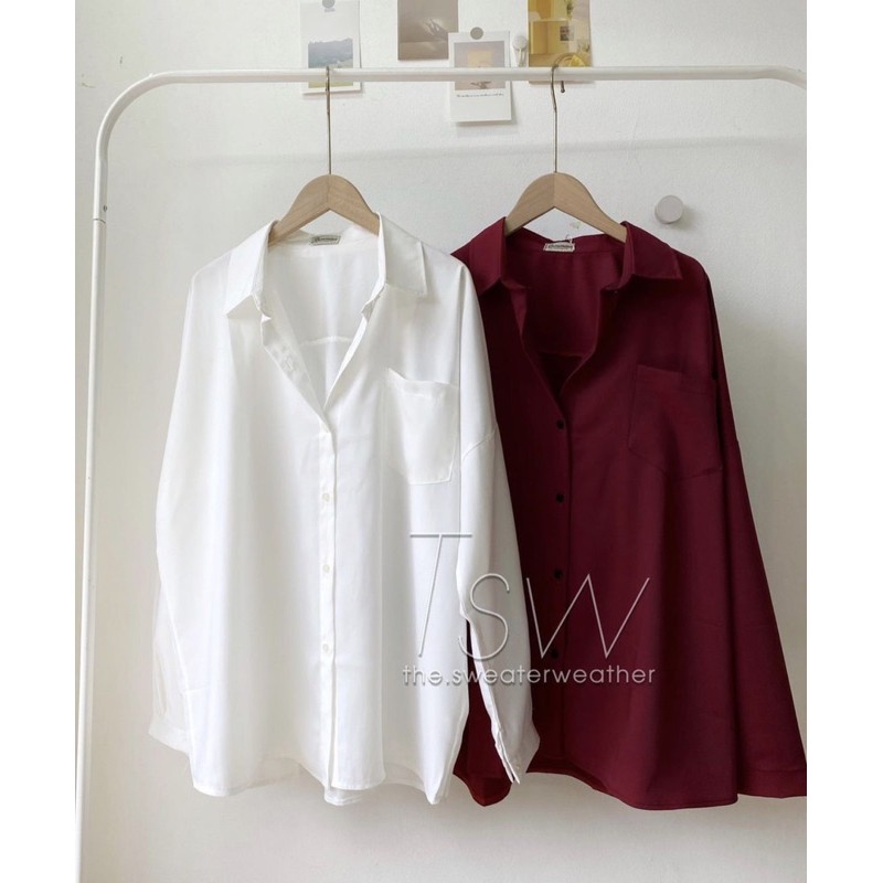 [Mã WASKT304 giảm 15% tối đa 30K đơn 99K] Sơ mi trơn lụa dày oversize TSW (Ảnh thật) | BigBuy360 - bigbuy360.vn