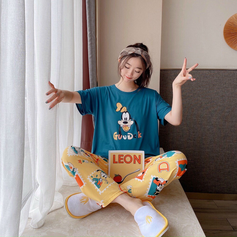 Đồ Bộ Mặc ở Nhà Bộ Đồ Ngủ Nữ Quần Dài Pijama Thun Lạnh Đẹp [CODE 1-17] Freesize Từ 45-60Kg - BB REAL | BigBuy360 - bigbuy360.vn