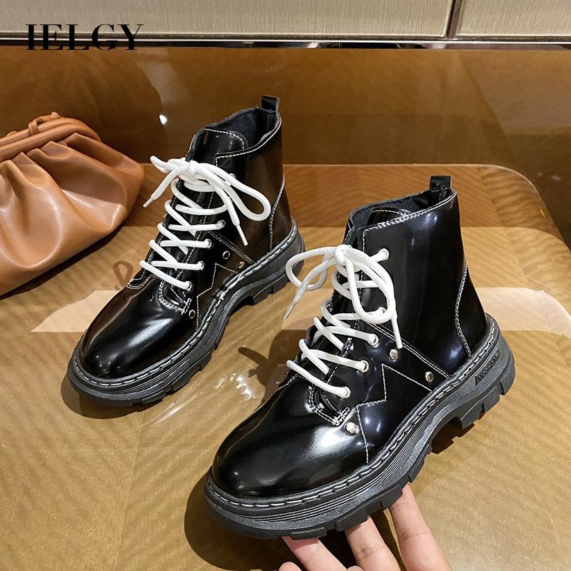 Giày Bốt Martin Cổ Thấp Đế Dày Buộc Dây Kiểu retro Thời Trang Cho Bạn Gái