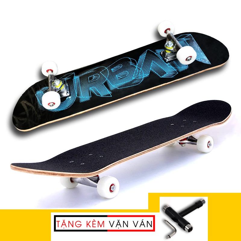 Ván trượt skateboard Keen Store gỗ phong 7 lớp mặt đen nhám tải trọng 180kg dành cho người lớn và trẻ em