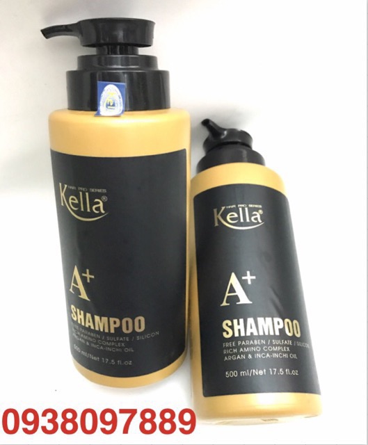 Bộ dầu gội dầu xả phục hồi Kella A+ Premium Inca Inchi 500ml x 2  phục hồi tóc nát ,tái tạo biểu bì tóc khoẻ