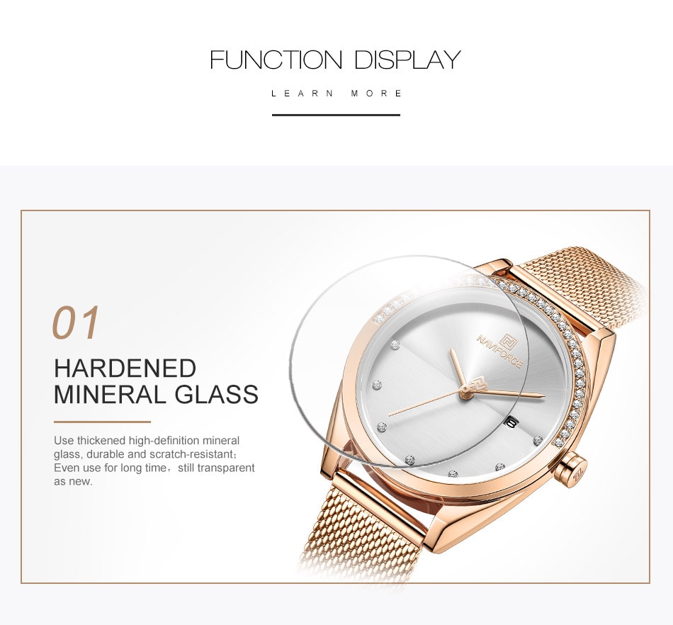 NAVIFORCE NF5015 Women Casual Fashion Mesh Band Analog Quartz Watch