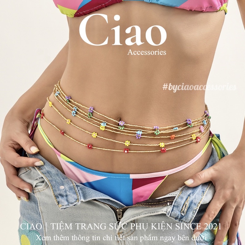 [HOẢ TỐC 1H] Vòng bụng/ Vòng eo thiết kế hạt cườm đính hoa xinh xắn trendy mã 09 Ciao accessories