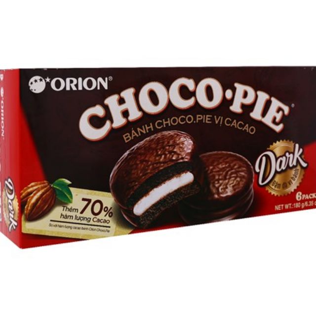 Bánh Orion Chocopie Dark vị Cacao hộp 180g