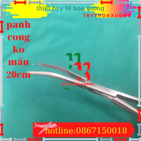 Panh Y Tế, Panh Gắp Phẫu Thuật, Pen Kẹp Y Tế, Panh Cong Không Mấu 20cm - Hàng Pakistan