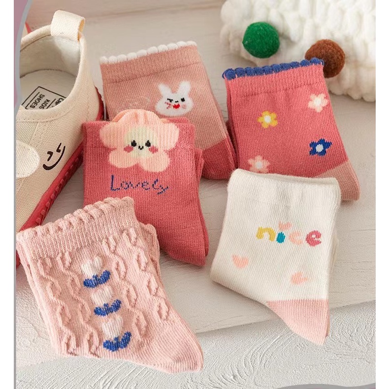 Vớ Phối Ren Họa Tiết Hoạt Hình Phong Cách Hàn Quốc Thời Trang Thu Đông 2022 Cho Bé Gái