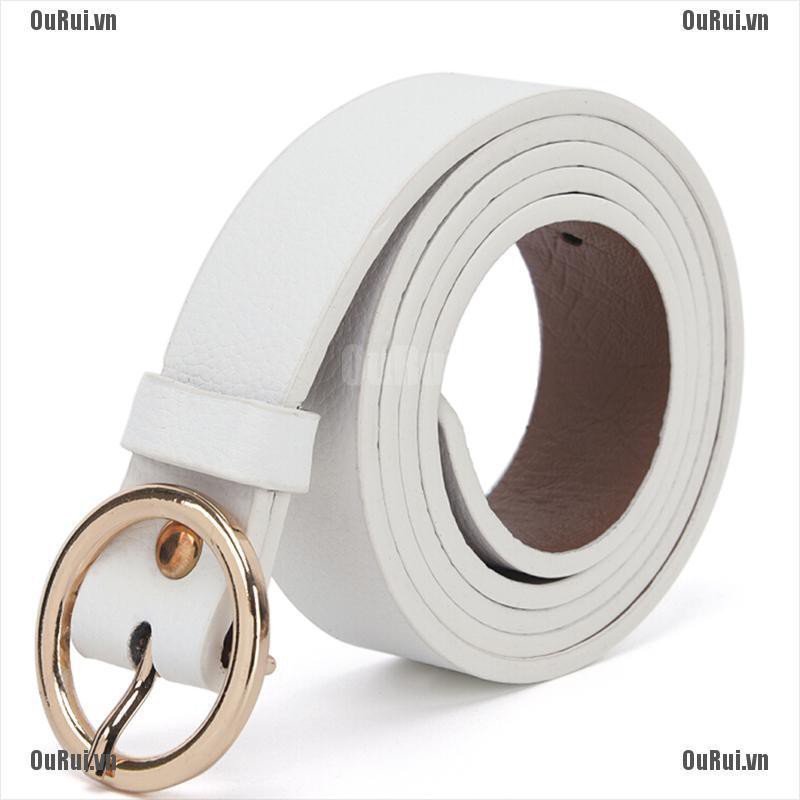 Thắt Lưng Da Khóa Tròn Kim Loại Phong Cách Boho Cổ Điển