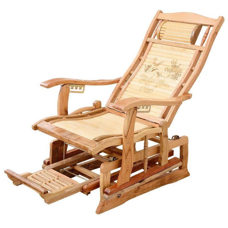 Ghế bập bênh bằng gỗ đặc lười thư giãn dễ dàng ngủ trưa dành cho người lớn tựa ban công phòng khách cao tuổi tre