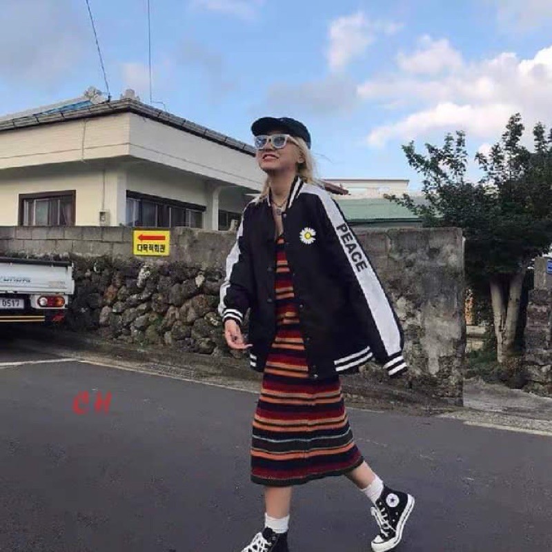 Áo bomber hoa cúc PEA phối tay COG566