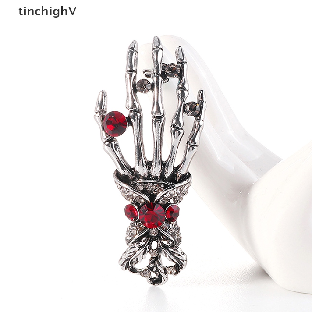 Ghim Cài Áo Hình Đầu Lâu / Bàn Tay Đính Đá Phong Cách Punk Hip Hop