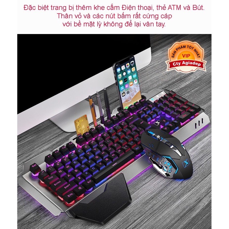 Bộ Bàn Phím Chuột có ánh sáng wireless - Sạc pin được siêu xịn game thủ của TechDragon