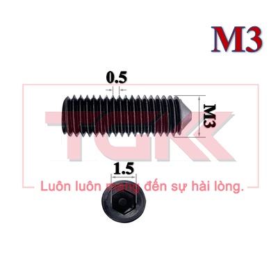 Vít trí đầu nhọn thép đen M3