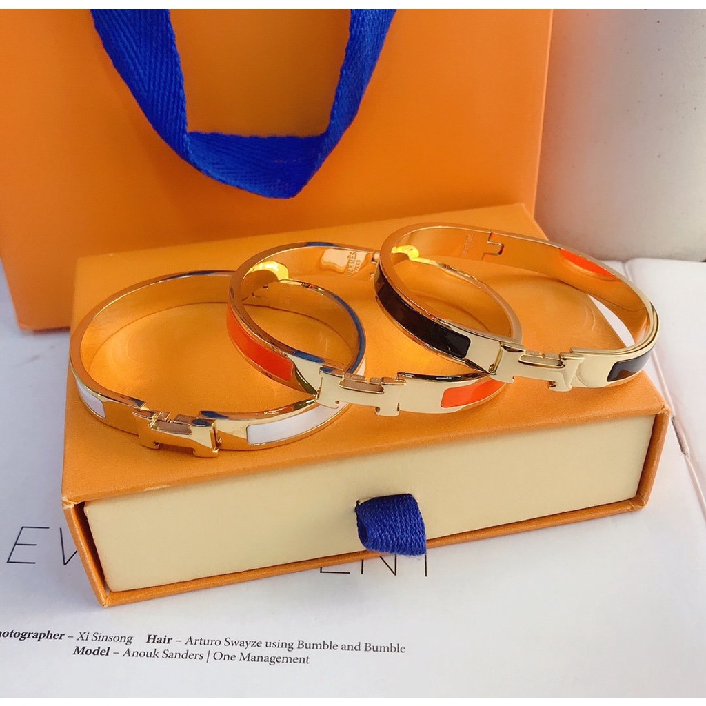 Vòng Tay Hermes Bằng Thép Titan Mặt Chữ H