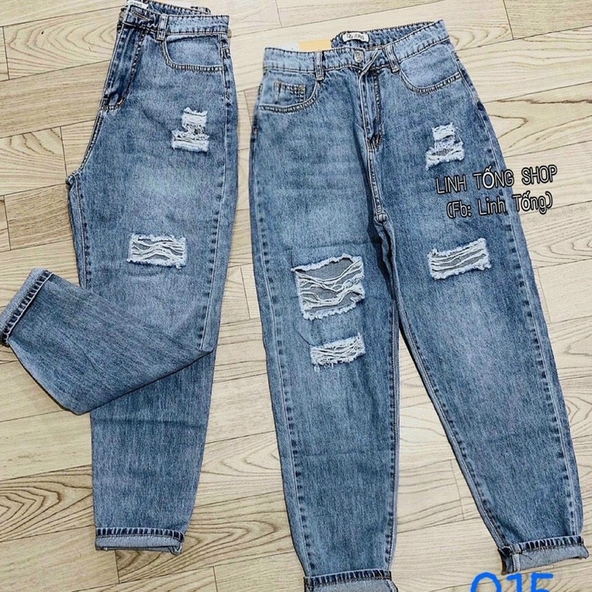 Quần baggi jean nữ màu xanh, chất jean cotton phong cách bụi trẻ trung luty ms419