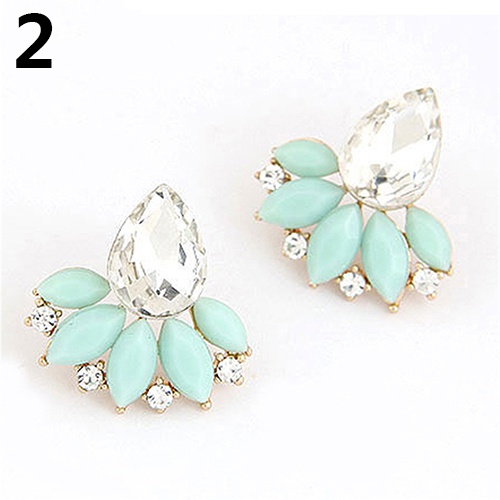 Bông tai hình giọt nước đính đá phong cách Hàn Quốc