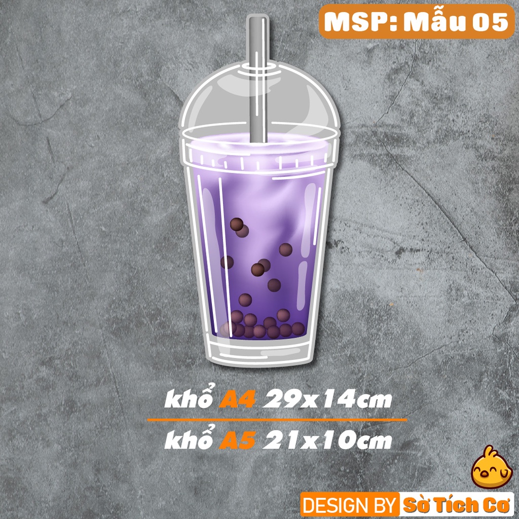 Sticker Milk tea set khổ lớn hình theo màu sắc trang trí decor quán ăn, dán tường, quầy, kính, dán xe đẩy,... MSP: BS11
