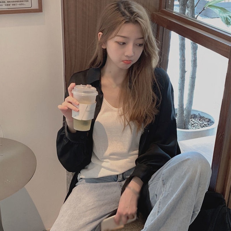 Áo Sơ Mi Nữ Tay Dài Phong Cách Cổ Điển Hồng Kông Thời Trang