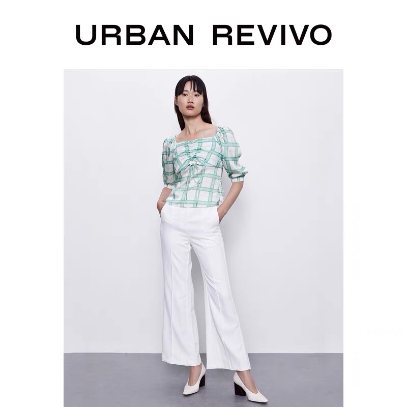 Áo lụa kẻ xanh Urban Revivo