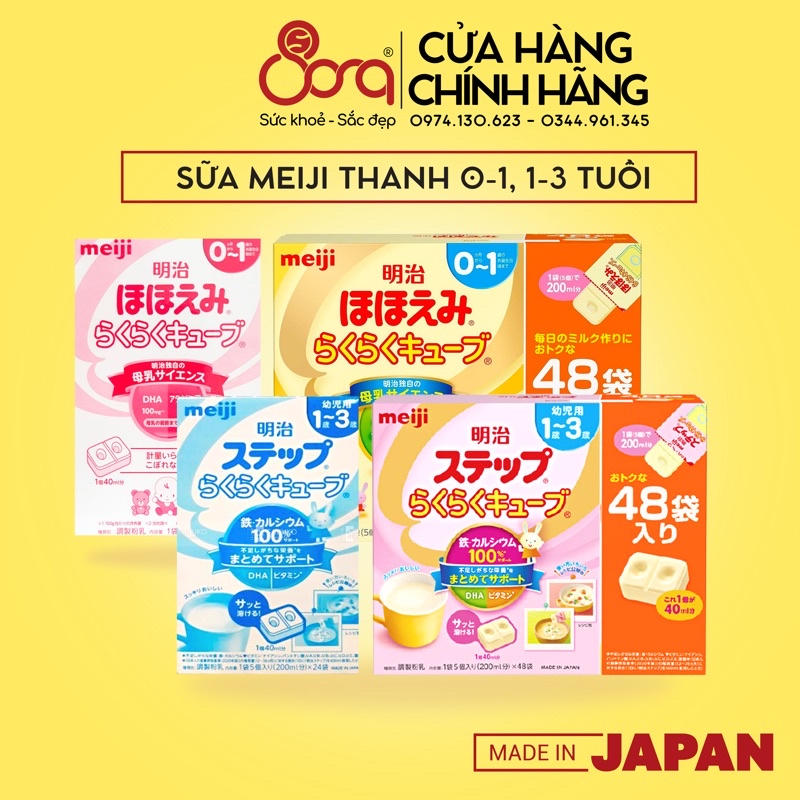Sữa Meiji thanh số 0 và số 9 hộp 24 và 48 thanh nội địa nhật bản