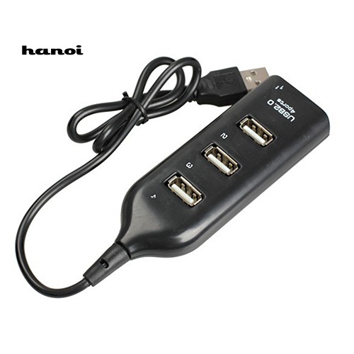 Hub Chia 4 Cổng USB 2.0 Tốc Độ Cao Màu Đen Cho Laptop / PC