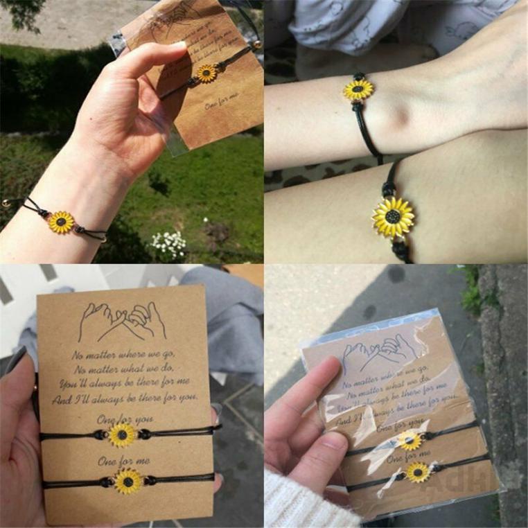 Hướng dương Daisy Vòng đeo tay dệt Vòng tay thẻ tình bạn cho những người yêu thích Trang thời sức trang 994