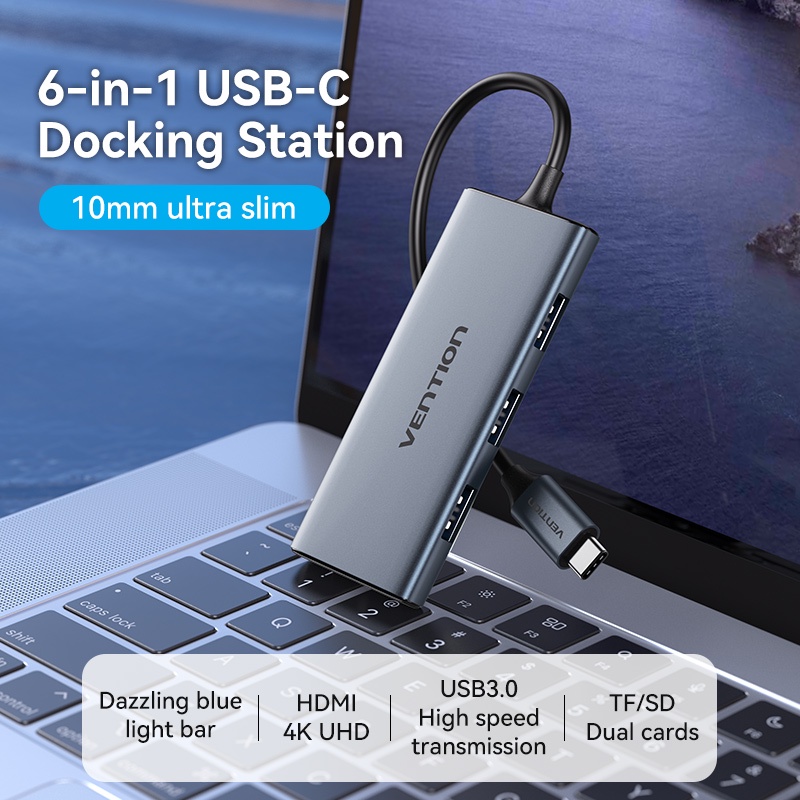 VENTION Đế Cắm Sạc USB 4K 3 Cổng USB-A HDMI + HDMI + Thẻ TF/SD 4K Chuyên Dụng Cho Máy Tính Bảng Samsung/ Huawei/ Dell/ Huawei