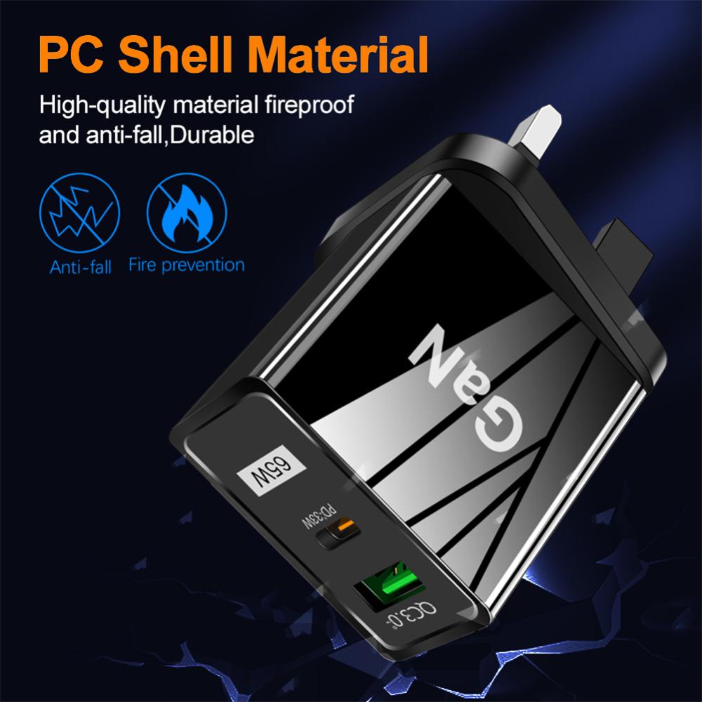 Đầu Sạc Nhanh DIGIFOUNDER 65W Gallium Nitride QC PD 3.0 USB Type C Cho Laptop iPhone redmi Xiaomi C6V1 Bộ sạc dự phòng