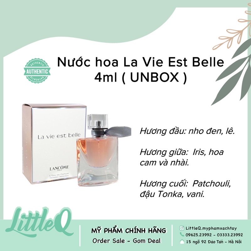 Nước hoa Lancome La Vie Est Belle 4ml ( UNBOX )