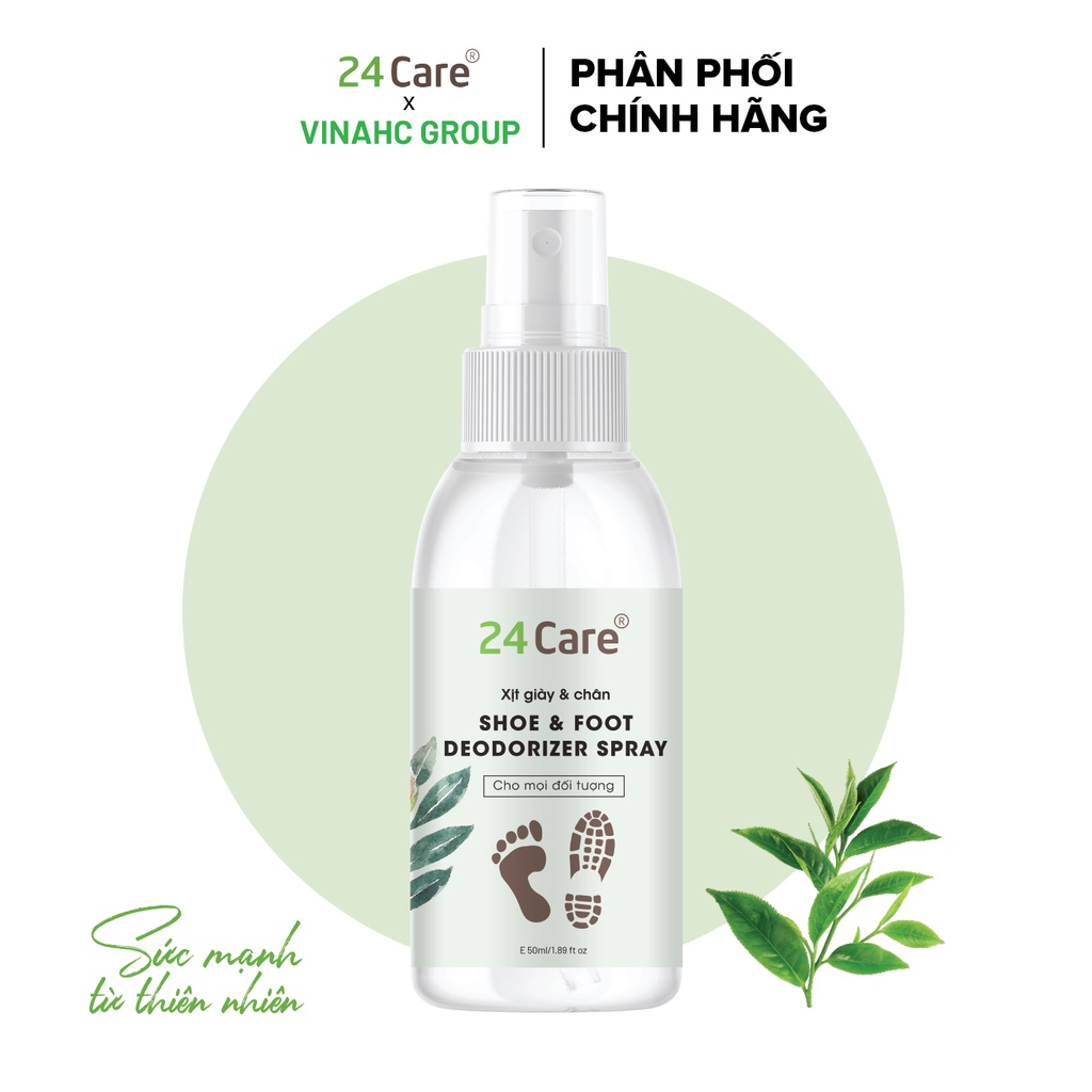 Chai xịt lưu hương, khử mùi giày, sạch khuẩn chiết xuất thảo mộc 24Care 50ml