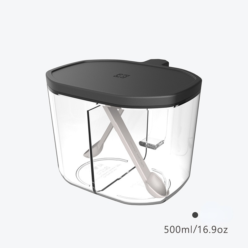 Hộp Đựng Gia Vị Trong Suốt Có Tay Cầm Và Muỗng Tiện Dụng