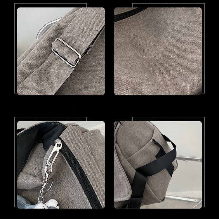 TÚI TOTE ĐEO CHÉO UNISEX NẮP HỘP VẢI CANVAS PHONG CÁCH ULZZANG