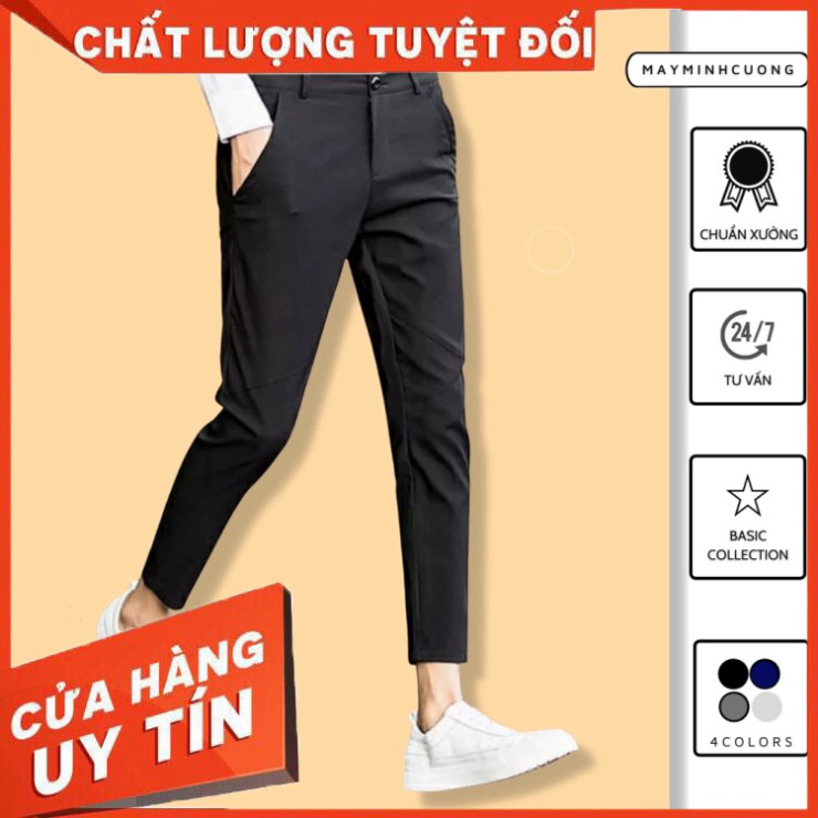 Quần tây âu nam vải dày co giãn không bai màu ống côn dáng Hàn Quốc - QA - Hàng nhập khẩu