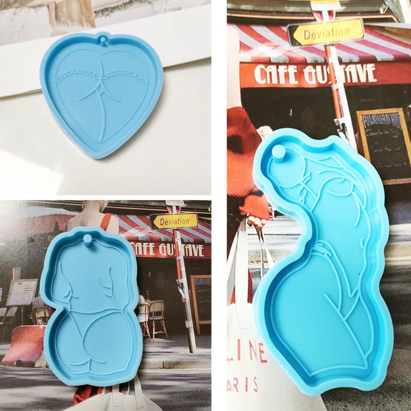 Bộ 3 Khuôn Silicone Làm Móc Khóa Bằng Nhựa Resin Thủ Công Hình Phụ Nữ Gợi Cảm Sáng Tạo DIY