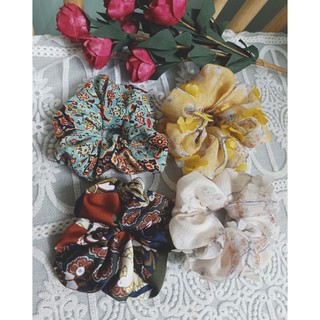 Dây cột buộc tóc scrunchies họa tiết thổ cẩm hoa