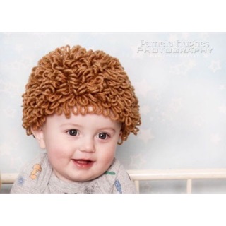 Nón len tóc xù cho bé