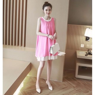 Đầm bầu suông cổ bèo 2 lớp
