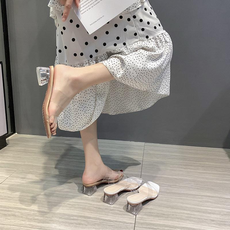 Dép IELGY cao gót pha lê trong suốt thời trang xinh xắn dành cho nữ