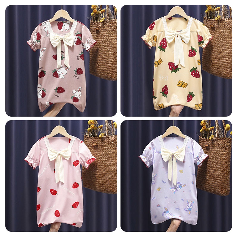 Đầm Pijama Hình Thỏ Trắng Cho Bé Gái