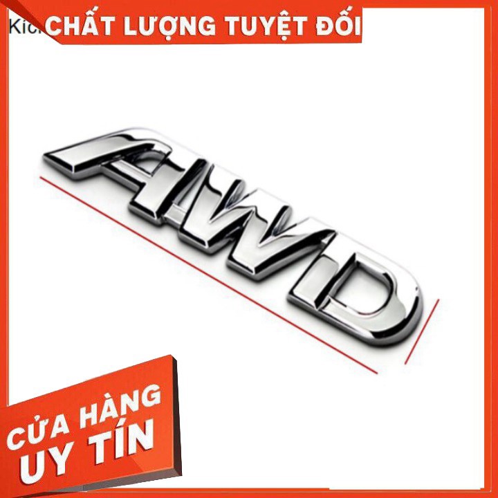 Decal tem chữ AWD inox dán ô tô G40108 QN