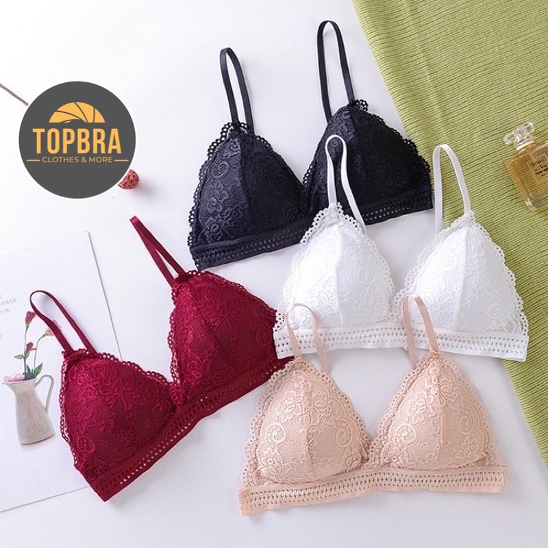 [Che Tên] Áo Lót Ren Bralette Có Đệm Mút Nâng Ngực Sexy Kiểu Pháp TOPBRA