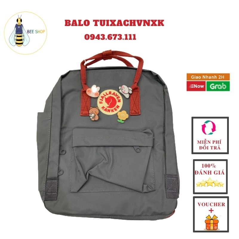 Balo đi học thời trang nam nữ, balo đựng laptop trống nước, màu HOT nhất hiện nay GHI đậm mix quai đỏ !