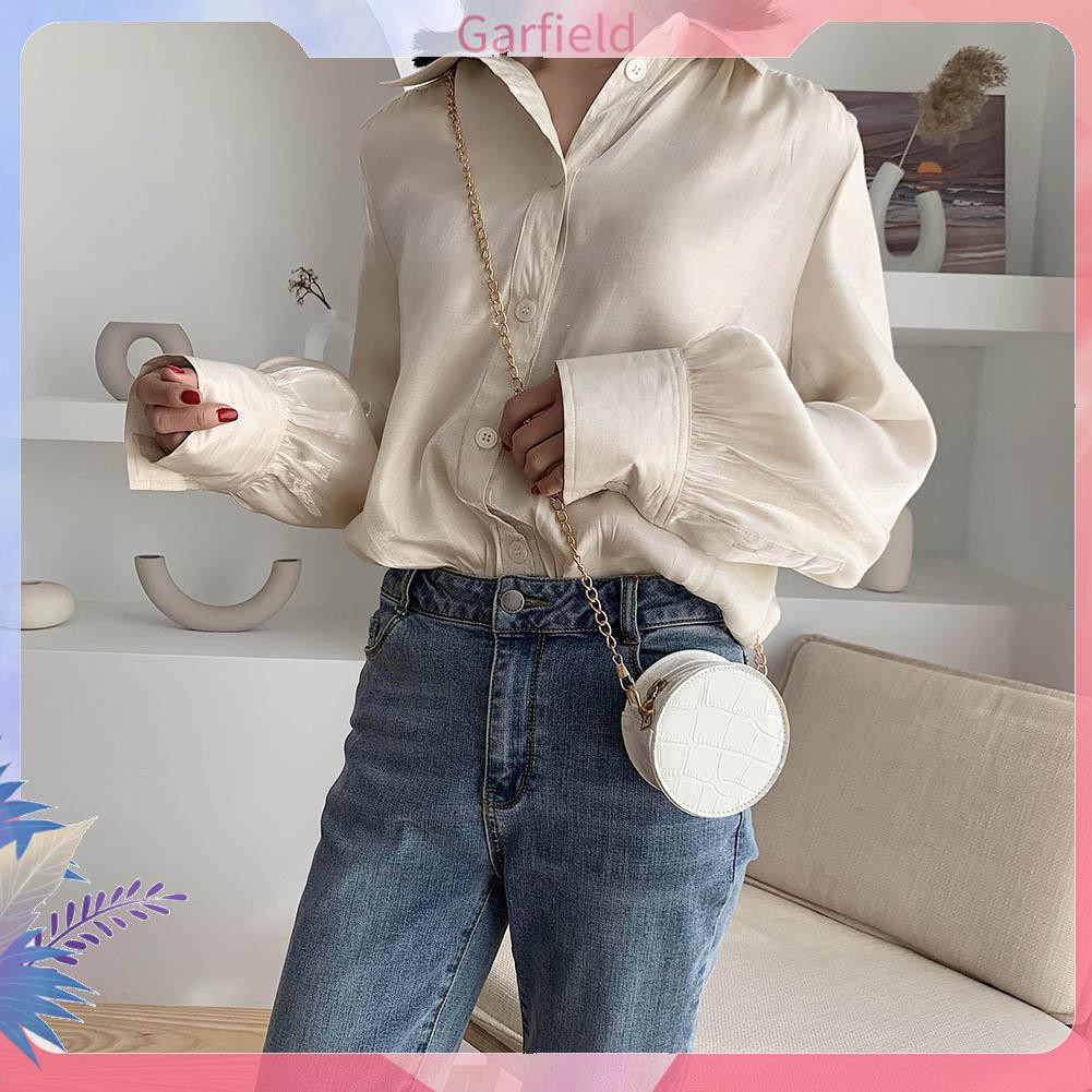 Túi da PU hình tròn mini màu trơn thời trang sành điệu cho nữ | BigBuy360 - bigbuy360.vn