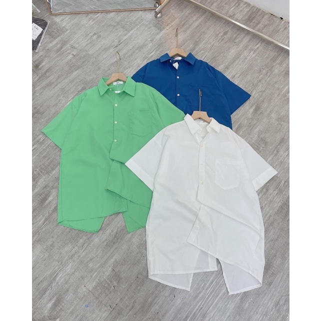 Áo váy sơ mi oversize xẻ lưng Bazic one, áo sơ mi dáng dài xẻ sau Bazic one | BigBuy360 - bigbuy360.vn