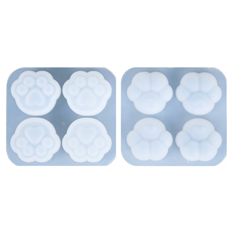 1/2 Khuôn silicon đổ nhựa resin pha lê làm mặt trang sức/bông tai 4 ngăn hình dấu chân mèo