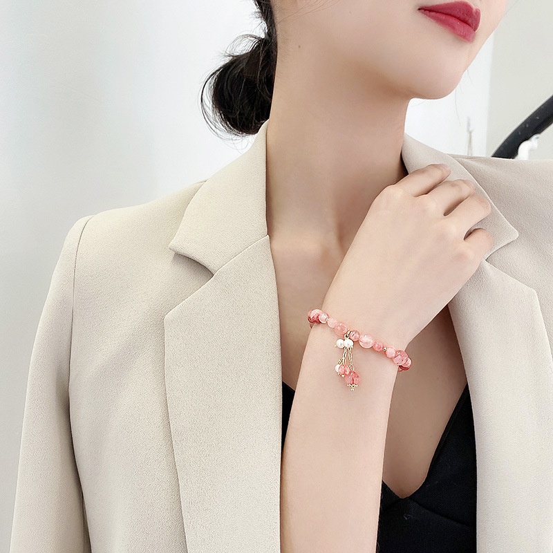 Vòng Tay Pha Lê Dâu Tây Phật Giáo Thiết Kế Mới Hàn Quốc