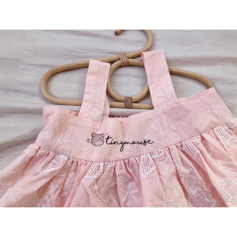 Tiny Mouse - bộ thô thêu cho bé gái màu hồng xinh xắn