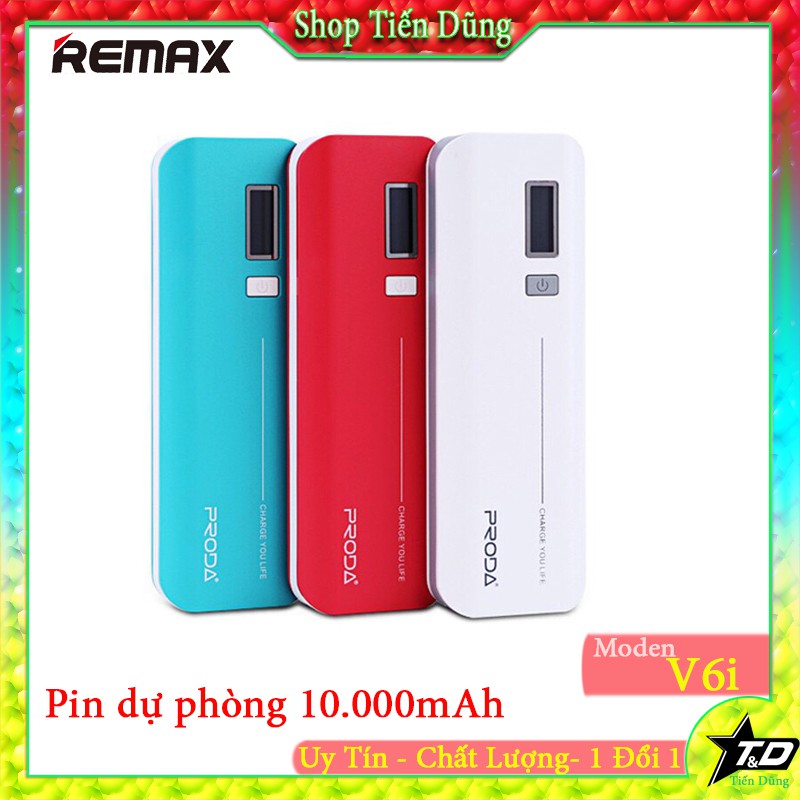 PIN SẠC DỰ PHÒNG 10000mAh PRODA REMAX V6I CÓ ĐÈN HIỂN THỊ PHẦN TRĂM PIN