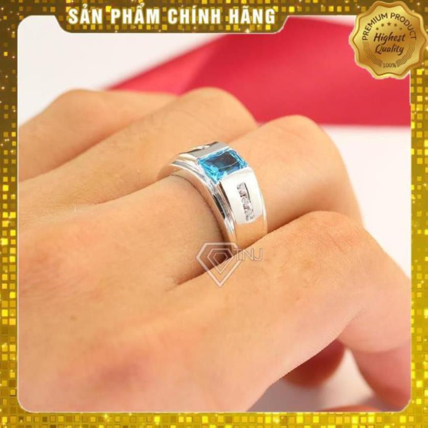 [Hàng loại A] Nhẫn bạc nam đính đá đẹp giá rẻ mặt đá xanh dương Nhẩn bạc đẹp