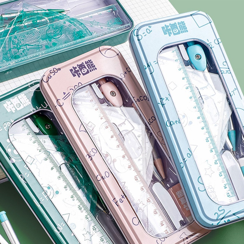 Bộ Compa Thước Đo Kèm Hộp Đựng Bằng Kim Loại Chuyên Dụng Cho Kỹ Sư